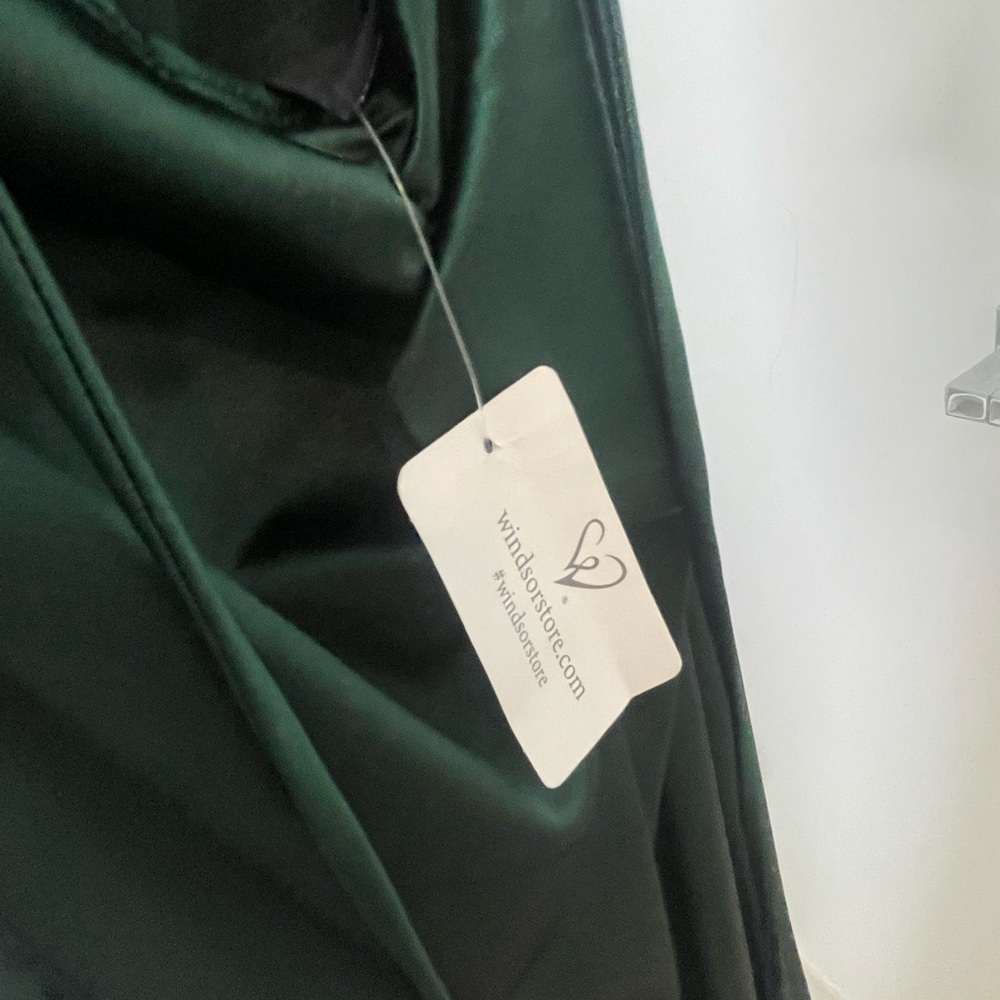 Windsor Emerald Green Satin Prom Dress - Picture 9 of 10
